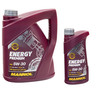 Motoröl MANNOL 5W-30 Energy Premium API SN 5 Liter + 1 Liter Motorenöl Motor Öl