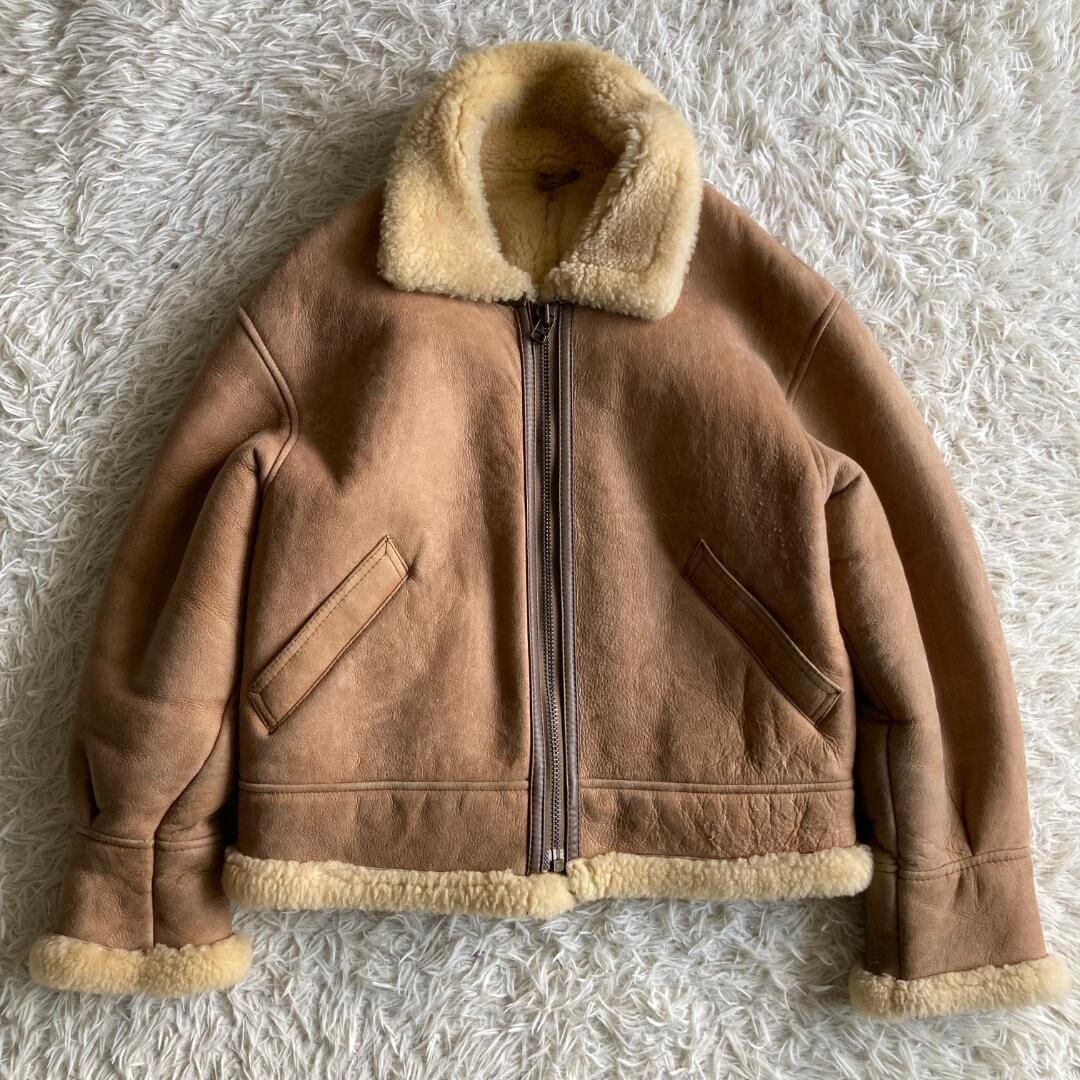 vintage sheepskin leather Jacket ムートン B-3 Mouton Vintage Leather Jacket Simpsons Sheepskin Shearling