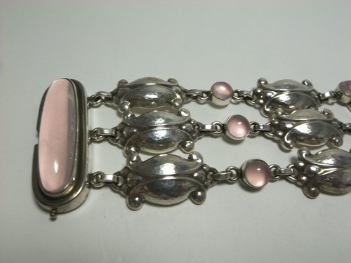 Georg Jensen Bracelet #11 Rose Quartz Moonlight Blossom Silver 925 - Picture 4 of 12