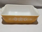 Vintage Pyrex Ovenware 1 1/2 QT Baking Casserole Dish 0503 Yellow w/ Flowers USA