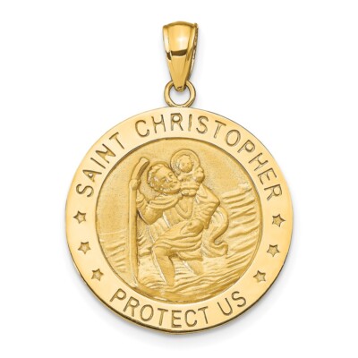 14k Yellow Gold Saint Christopher Medal Pendant 3.42g Gift for Mother