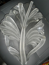 Vintage Walther Crystal Mikasa West Germany Large Platter Leaf Design 13"x17"x1"