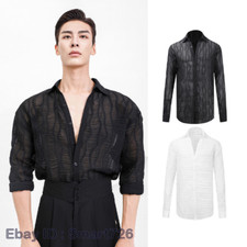 Latin Dance Costume Men's Shirt Tops Practice Clothes Ballroom Competition Wear