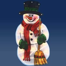 Window Silhouette Battery Operated LED Metallic Light Christmas Snowman - 70360