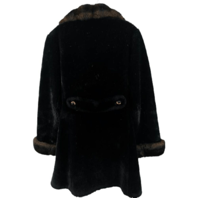 Vintage Black/ Brown Faux Fur Coat Double Breasted Vintage Women main image 4