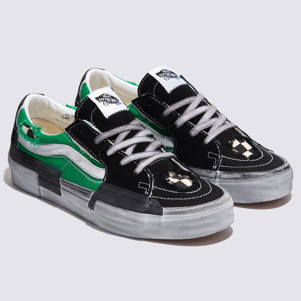 New Vans Sk8-Low Reconstruct Stressed Black/Green Sneakers New Vans Sk8-Low Reconstruct Stressed Black/Green Sneakers