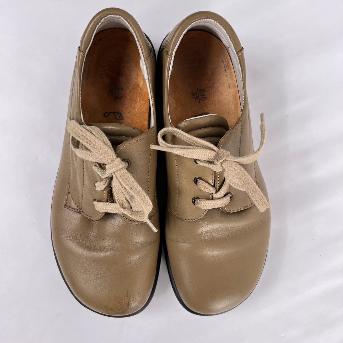 Footprints by Birkenstock Tan Leather Lace Up Round Toe  display picture 1