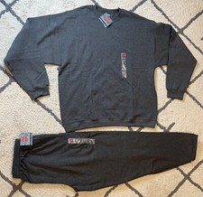 NEW Vintage 2002 HANES Sports Gray Set Sweatshirt Pants Suit Mens L Y2K NWT NOS