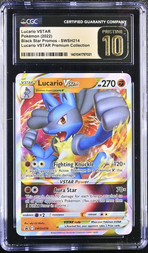 Pokemon Lucario VSTAR SWSH214 Ultra Rare Black Star Promo - CGC 10