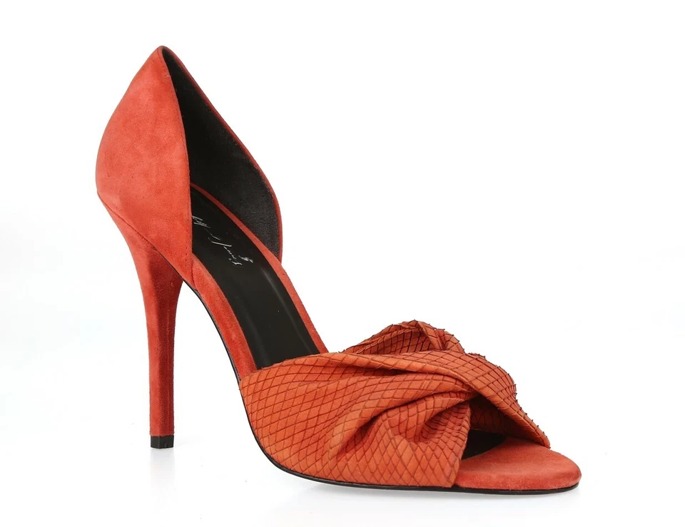 Mujer ELIZABETH & JAMES 226039 Elegante Coral Gamuza Puntera Abierta Tacones Talla 10 M NUEVO Foto 3 de 4