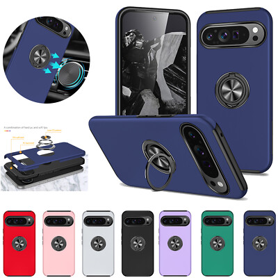 For Google Pixel 10 Pro XL/9/8/7/6A Shockproof Ring Stand Case Magnetic Cover