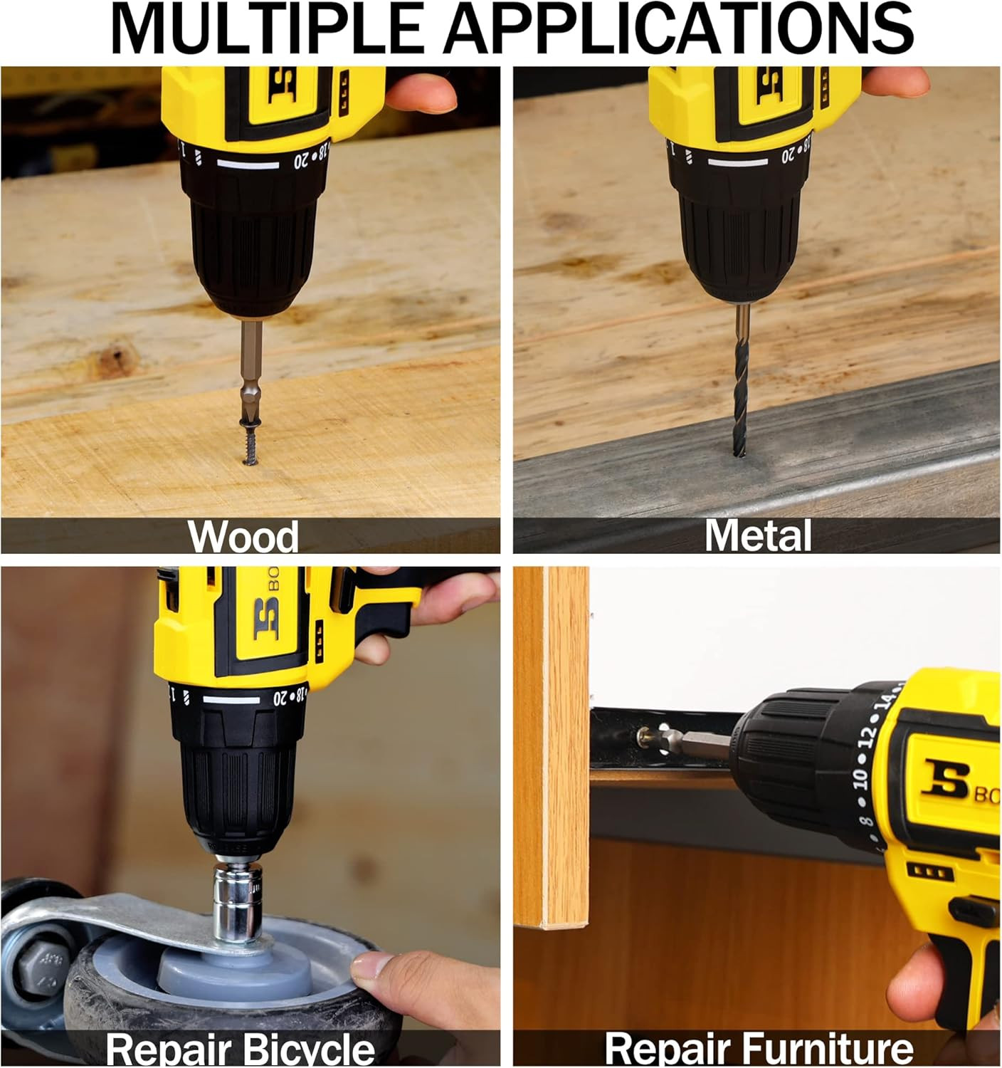 BOSI 16.8V Cordless Drill Set with 2 Batteries & 27 Bits - Brushless Power Tool