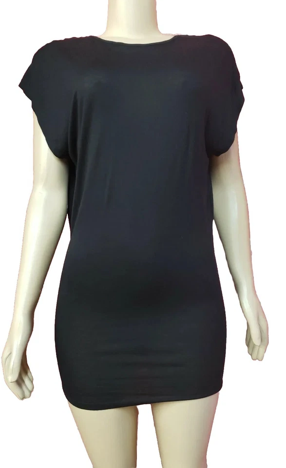 LANVIN Paris Black Bodycon Mini dress Or Long Top womens Size XS #04 - Image 3 of 4