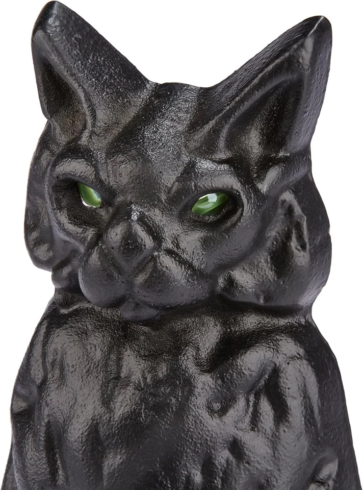 Black Cast Iron Cat Fireplace Andirons with Reflective Glass Eyes (A-1251) - Image 3 of 4