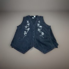VTG 1994 Looney Tunes Embroidered Black Cotton Vest Womens XL Unisex 90s Cartoon