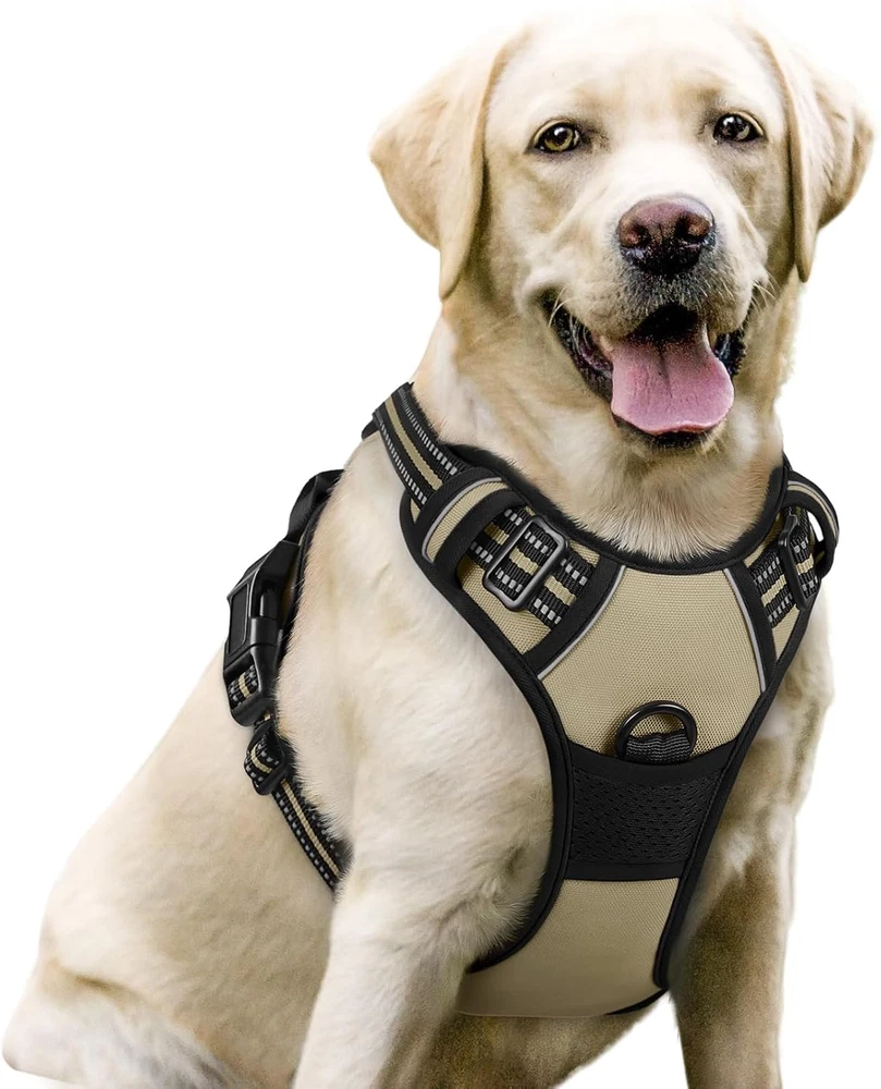 Dog Harness No Pull with 2 Leash Clips, Adjustable Soft Padded, Reflective Oxfor
