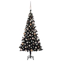 KüNstlicher Weihnachtsbaum Beleuchtung & Kugeln Schwarz 180 Cm