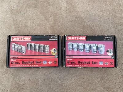 Sears Craftsman USA Nos Metric Easy Read Socket Sets 46305 And 46306 3/4 inch.
