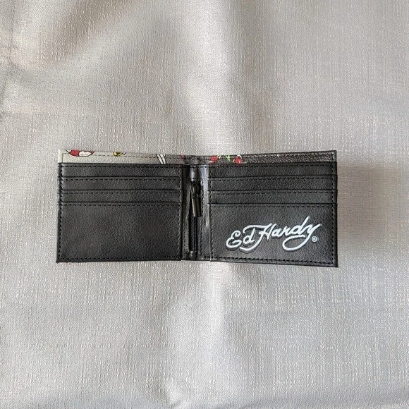 ¡NUEVO! Cartera Ed Hardy Estampado Calavera y Rosa Tatuaje ¡ENVÍO RÁPIDO! Foto 4 de 4