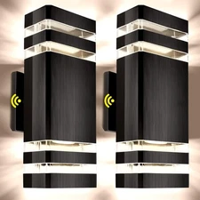 2 Pack Motion Sensor Outdoor Wall Light Fixture Up Down Porch Lights Modern US