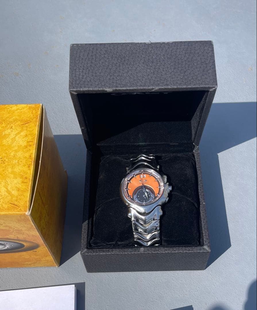 OAKLEY Judge Rare Orange Dial Stainless Steel Silver Strap Men's