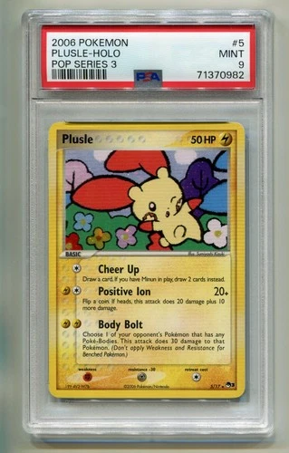 2006 POKEMON POP SERIES 3 PLUSLE #5/17 BLACK STAR PROMO HOLO FOIL PSA 9 B P1