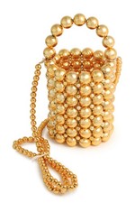 white pearl Women Beaded crossbody purse Evening Bucket Handmade Bags with Du...
