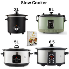 3L/5L/6.5L Slow Cooker Electric Stainless Steel + Ceramic Pot Mini, Small, Large
