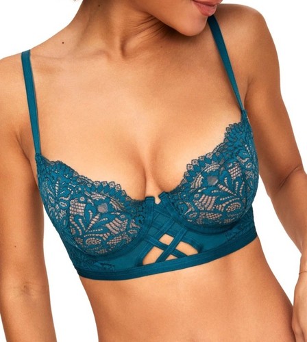 Reggiseno donna Adore Me blu beige diara contorno balconcino ferretto pizzo taglia 40D - Foto 3 di 10