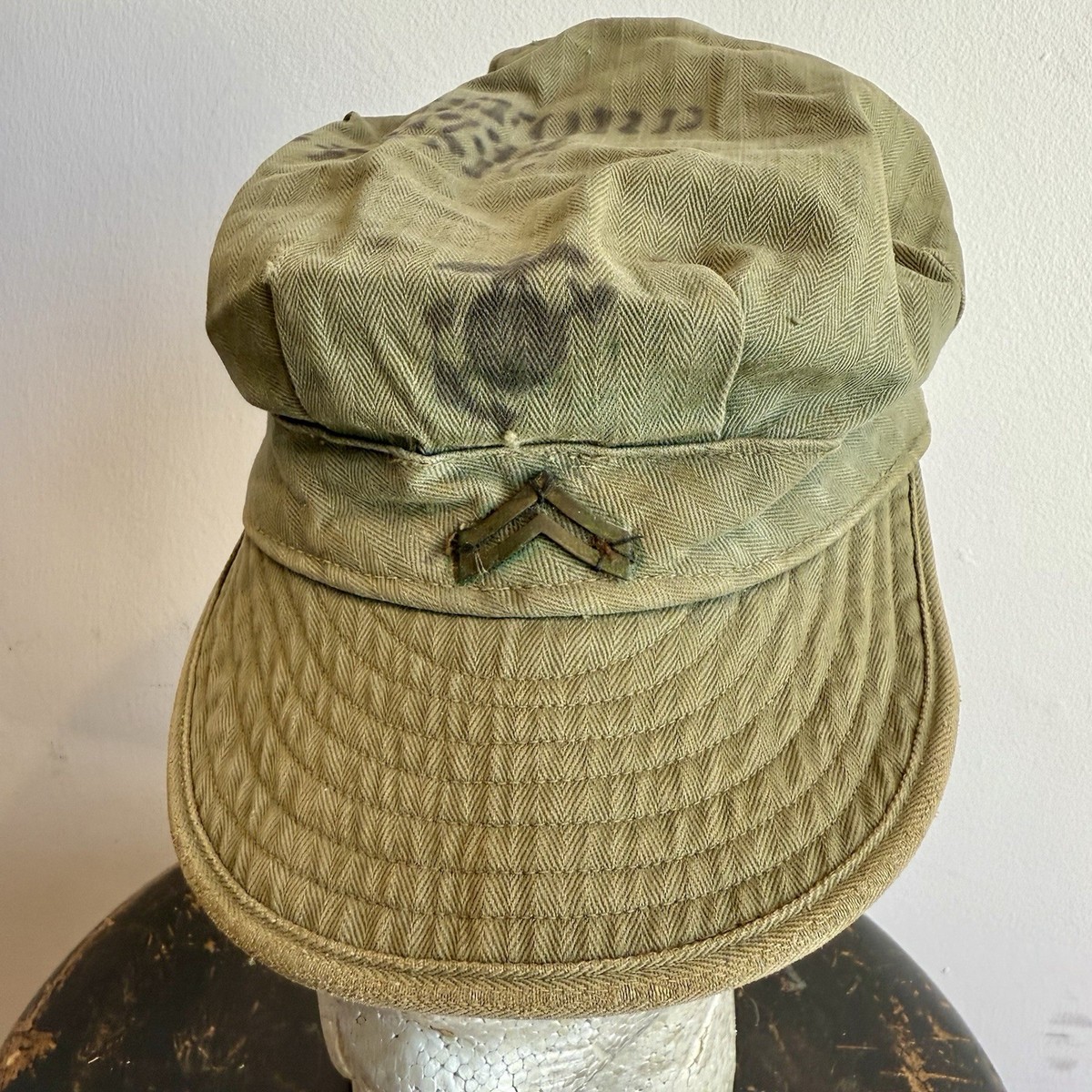 WWII USMC Marine Corps P44 HBT Cap Hat Stenciled Named | eBay
