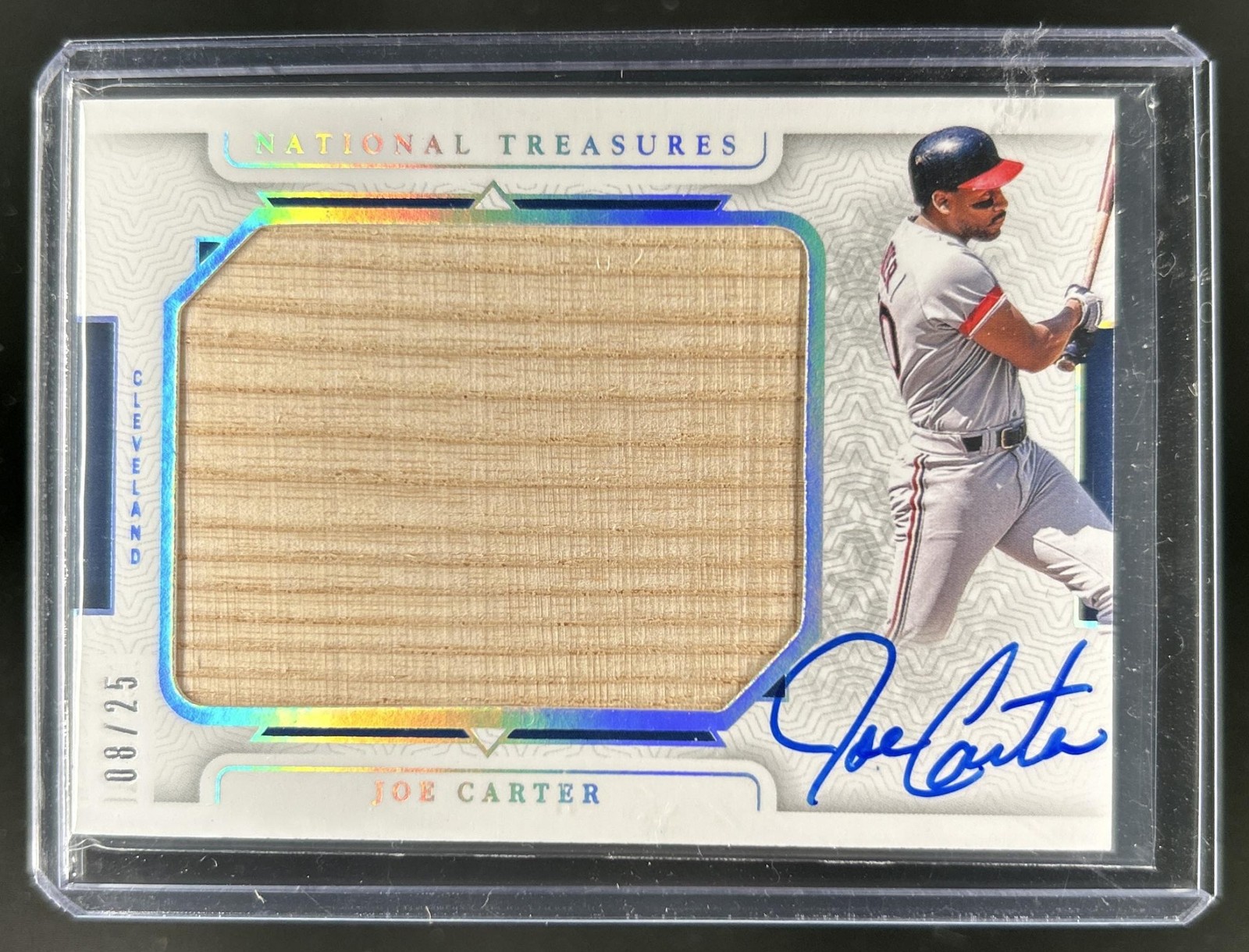 2024 National Treasures Joe Carter Legendary Jumbo Lumber Bat Silver Auto #/25 view 1