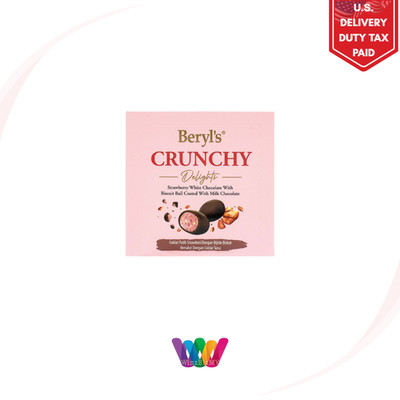 BERYL'S Crunchy Delights Strawberry White Chocolate Biscuit Ball Milk Coated 60g