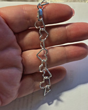 8" Sterling Silver Lg 12x10mm 9g Heart Shaped rounded Link Charm Bracelet