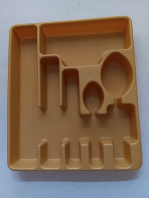 Vintage Rubbermaid Gold Silverware Drawer Organizer - 13 3/4 x 11 3/4 inches