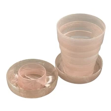 VTG Pink Marbled Swirl Plastic Collapsible Drinking Cup Travel MCM Ships Quickly