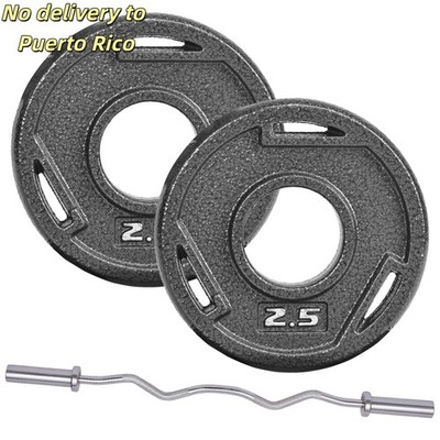 4FT EZ Curl Barbell Set with 1 Pairs Cast Iron Plates (2.5LB) for Home Gym