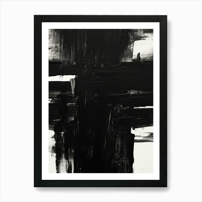 Schwarze Pinselstriche Abstrakt 4 Kunst Gerahmtes Wandbild Poster Leinwanddruck Bild