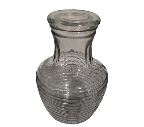 Vintage Anchor Hocking Beehive Horizontal Ribbed Water Pitcher Carafe With Lid