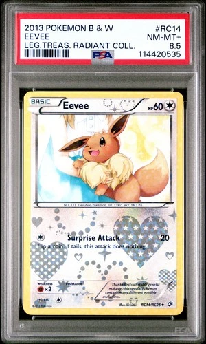 2013 POKEMON LEGENDARY TREASURES EEVEE #RC14 HOLO PSA 8.5 NEAR MINT #114420535