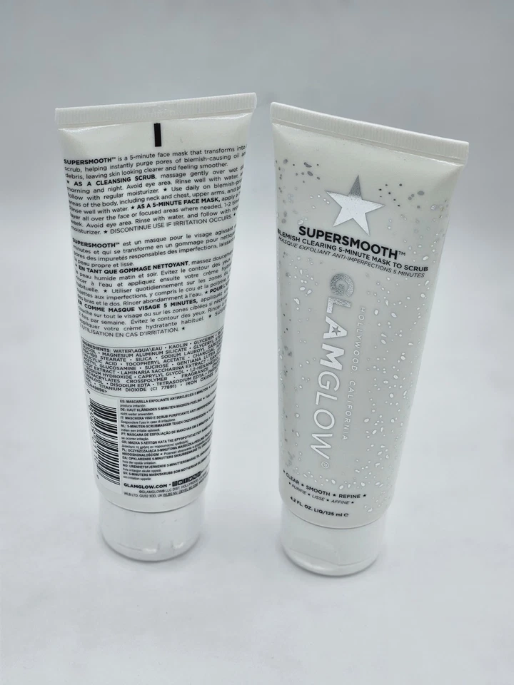 2 Mascarillas Glamglow Supersmooth Limpieza de Manchas 5 Minutos para Exfoliar - Juego 2 x 125 ml Foto 2 de 3
