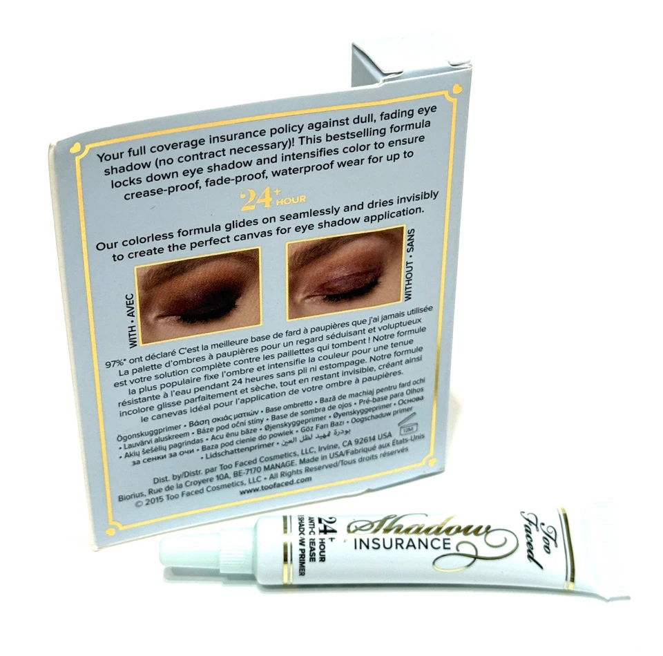 TOO FACED Shadow Insurance 24 HOUR + EYESHADOW PRIMER .17 Oz TravelSz NEW IN BOX - Image 2 of 3