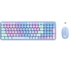 Wireless Keyboard With Mouse Gradient Rainbow Colored Retro Typewriter