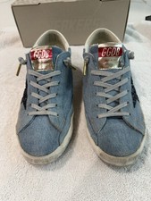 Golden Goose Super-Star Denim Blue Glitter Star Women's Sneakers Size 39