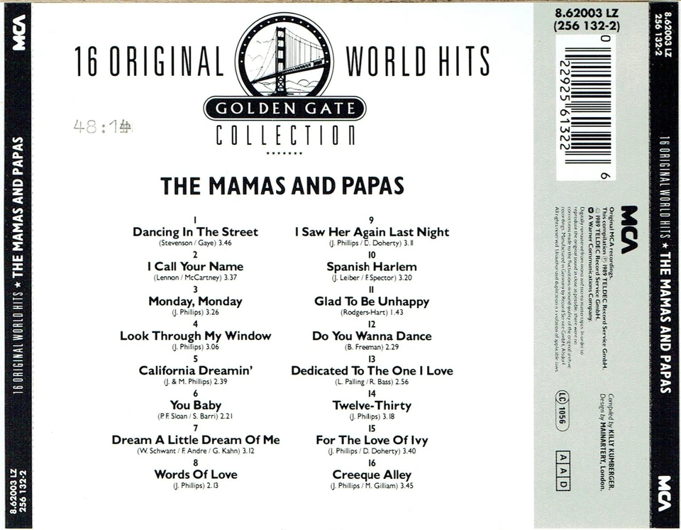 (CD) The Mamas & The Papas - 16 Original World Hits - Monday, Monday, u.v.a. - Bild 2 von 2