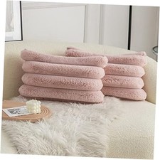 Pink Faux Fur Cozy Soft Striped Decorative 20" x 12" Pack of 2 Stripe Pink