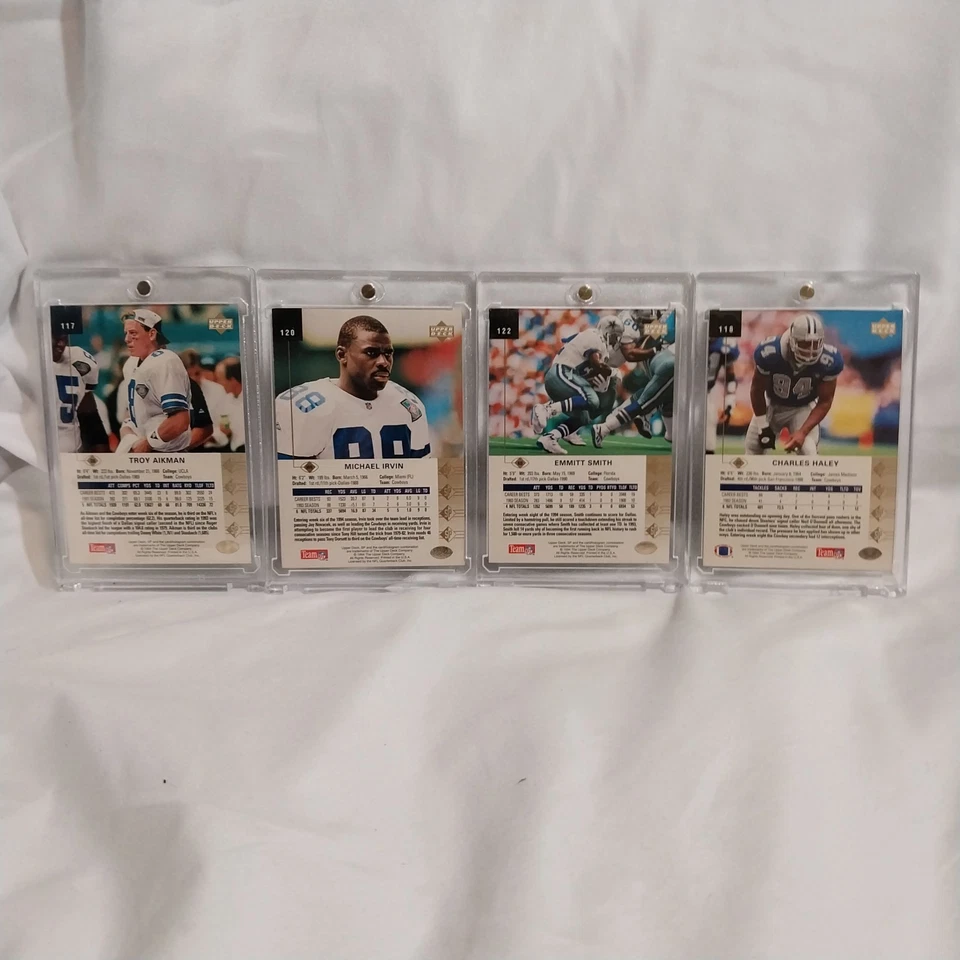 Dallas Cowboys Aikman Irvin Smith Haley 1994 Upper Deck SP W/Magnet Cases 4 card - Image 2 of 2