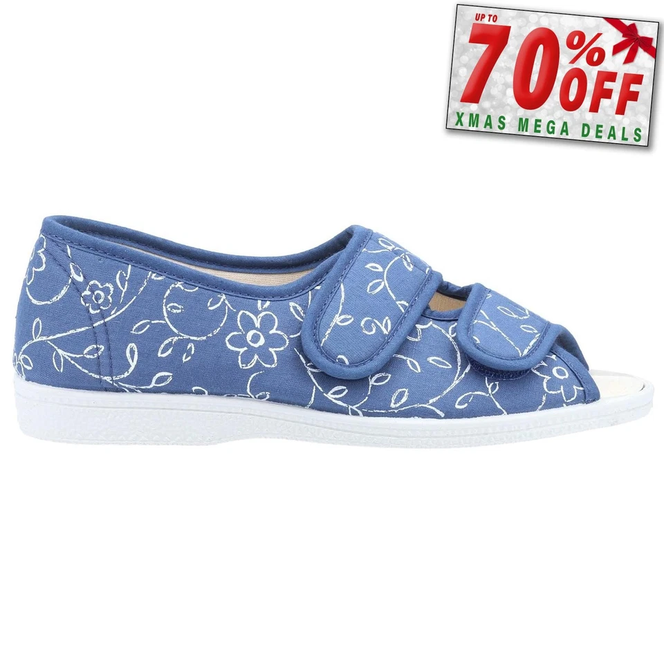 Mirak Womens Open-Toe Molly Canvas Sandals Floral Blue