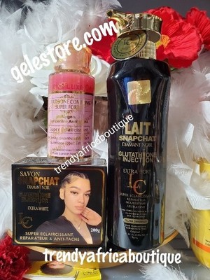3pc Snapchat Diamant NOIR BODY LOTION, Soap & glutathione Comprime Super Serum 