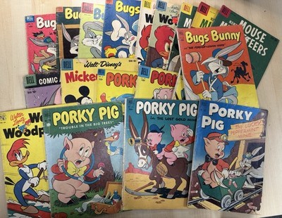 Dell 10¢ Lot 19x Golden Age Comics, Four Color Porky Pig Bugs Bunny Woody Pecker