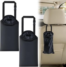 2 PCS Car Trash Bags, Washable Car Garbage Bag Hanging, Detachable Trash Can wit